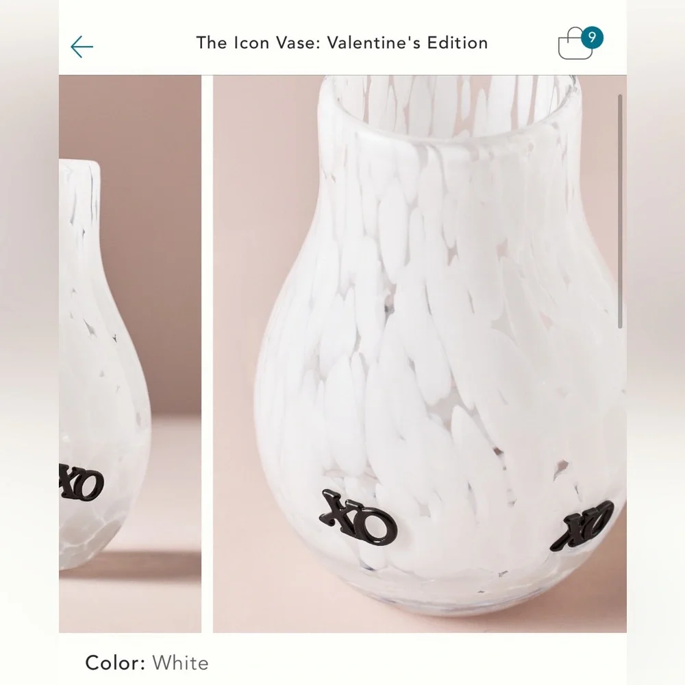Anthropologie XO valentines edition icon vase